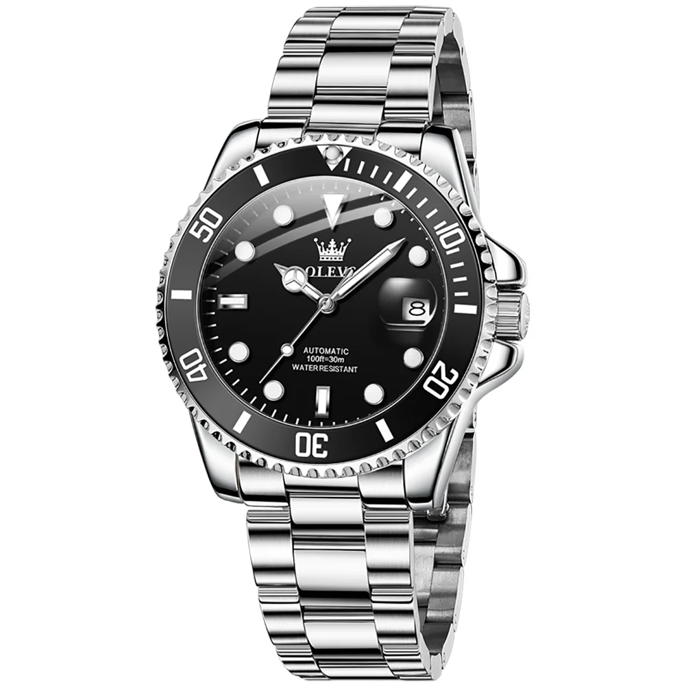 China Watch Manufacturer High Quality Silver Black 3bar Diver Hidden Clasp Tourbillion Automatic Mechanical Watches