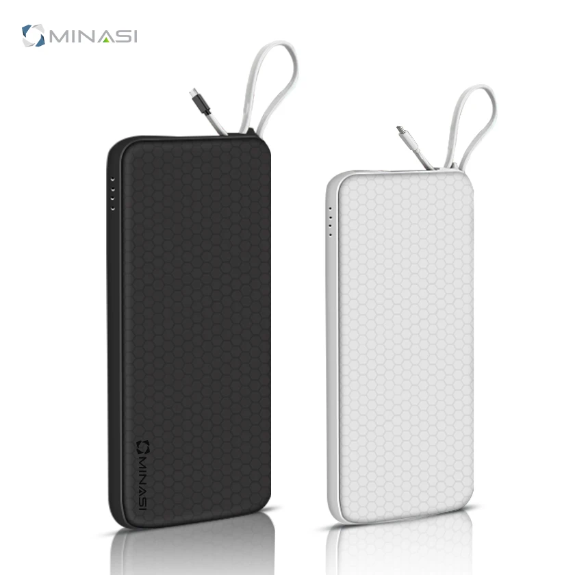 
Fast charging power bank 10000mah built-in extendable cable 