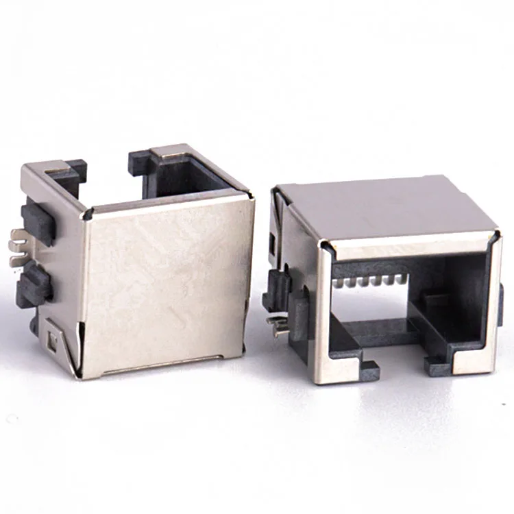 Hot Sale 8-Pin Pcb Rj45 Shield Female Without Led Socket 10 Pins Tipo Connettore 8P8C Smt Poe Rj45 Pcb Mount Jack Grey Modular