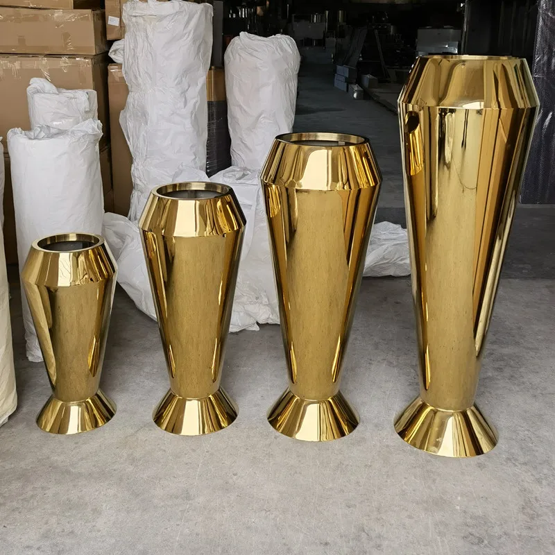 Home Decor Flower Vases Metal Gold Large Indoor Flower Pots /modern floor tall white vase