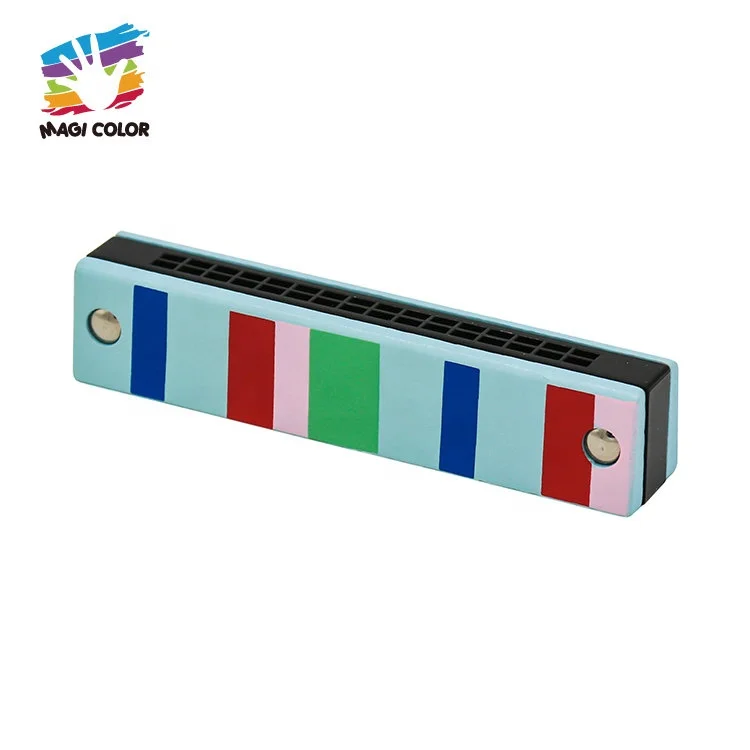Wholesale kids educational music instrument wooden harmonica toy  W07E018