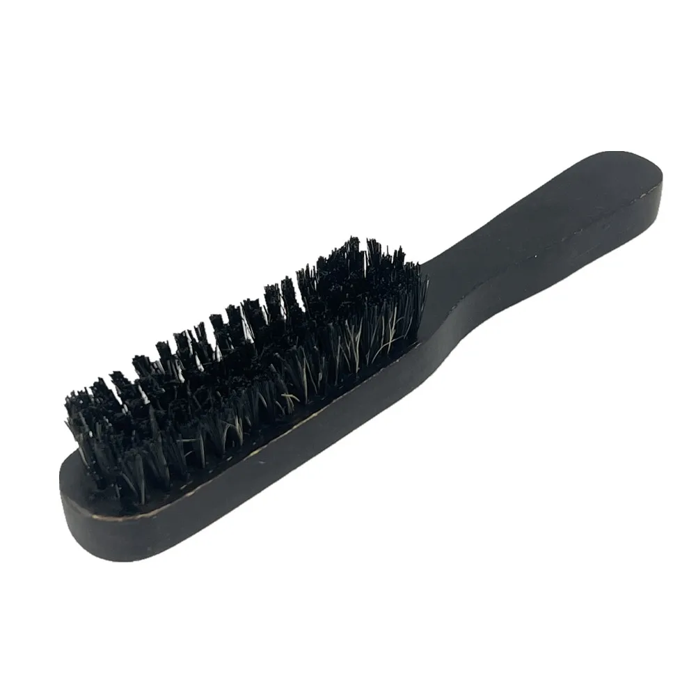 Mens bristle nylon beard brush long handle Black color one side comb daily clean beard styling brush