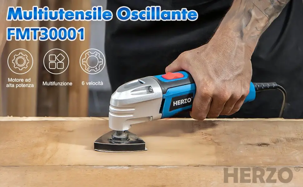HERZO Power Tools Electric Oscillating Multitool 2.5A Variable Speed Multi-Master Oscillating Tool Powerful Electricity Source