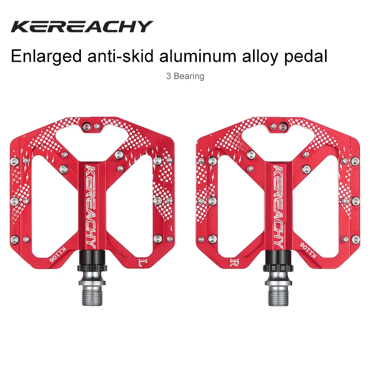 KEREACHY customized multi-color high-strength non-slip aluminum alloy mountain bike pedal 3 bearing bicycle pedal