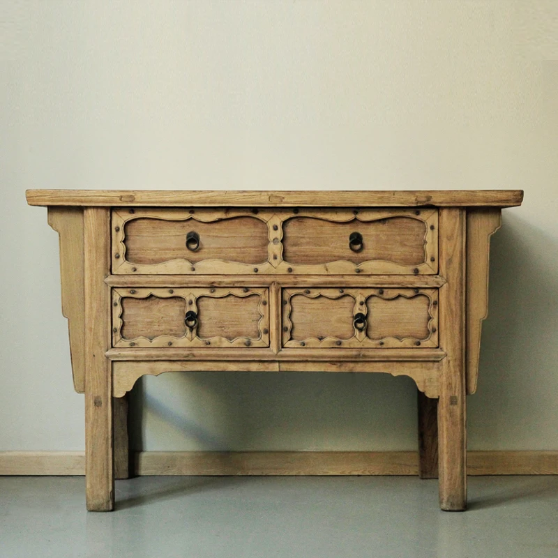Console cabinet Chinese antique custom Elm wood drawer shelf bespoke furniture wooden reclaimed wooden reproduction cabinet