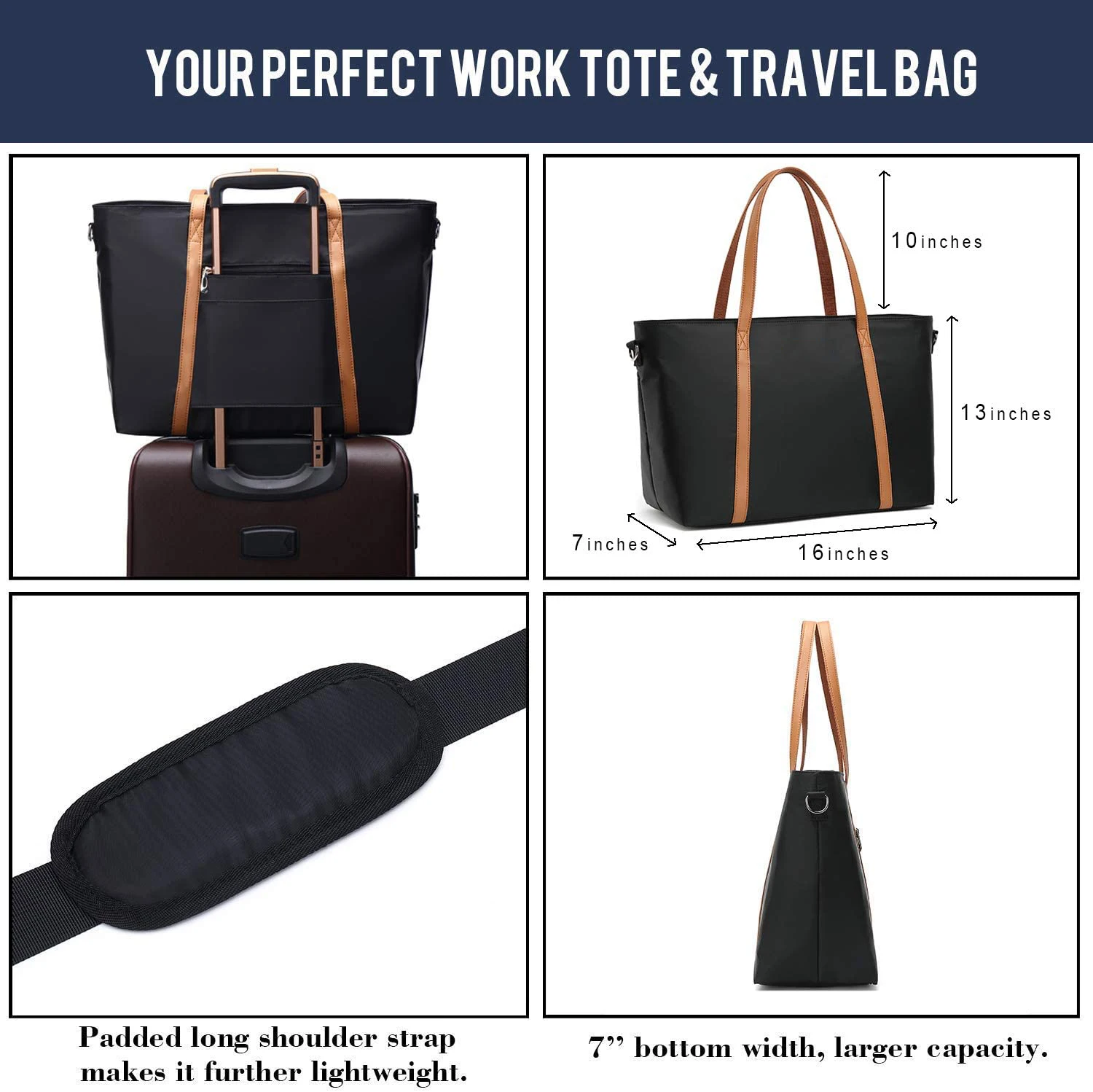 Waterproof Working Teacher Handbag Leather Women Laptop Bag