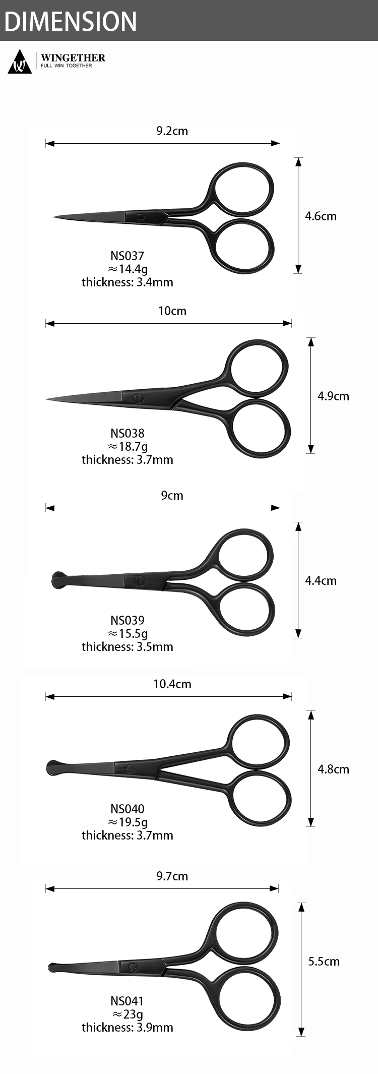 Wingether High Quality Wholesale Manicure Master Scissors Russian Manicure Scissors Litmus Black Scissors