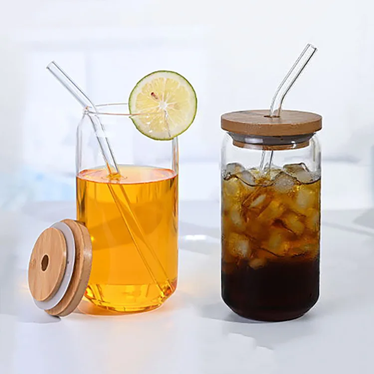 Custom Mug Coffee Glass Can Cup Beer Glass Tea Cups with Lids and Straws