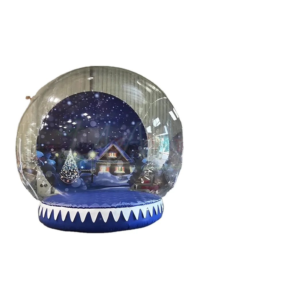 Santa Inflatable Snow Globe Bubble Tent Printed Background Transparent PVC Christmas Decoration Parties Event Model Sea