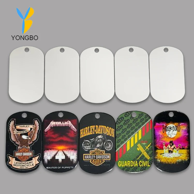 Custom Sublimation Blank Metal Dog Tag Printing Tag Necklace Aluminum Blank White Tag