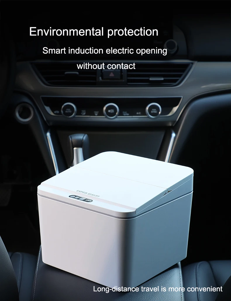 2020 hot sale 4L ABS smart touchless battery powered  trash cans and portable desktop square trash bin