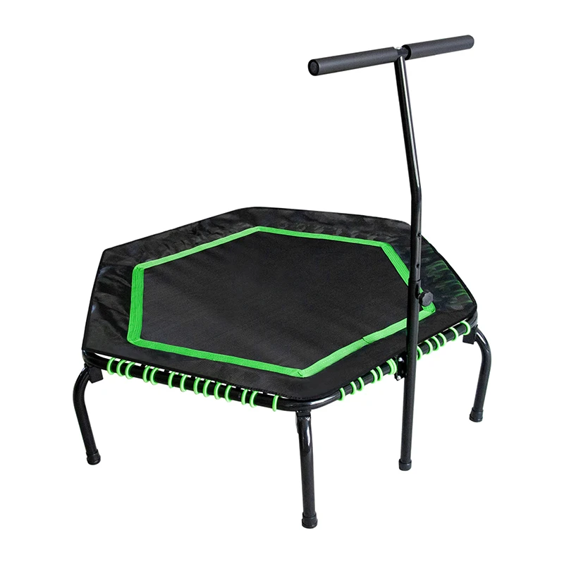 Mini indoor Trampoline with Adjustable Handle Bar Fitness Trampoline Bungee Rebounder Jumping Workout for Adults or Kids