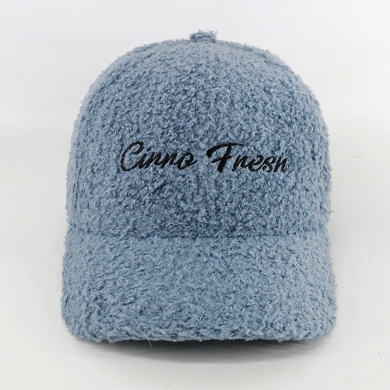 embroidery logo 6 panel hard winter warm baseball hat customized terry towelling hat custom terry towel cap fleece plush hat