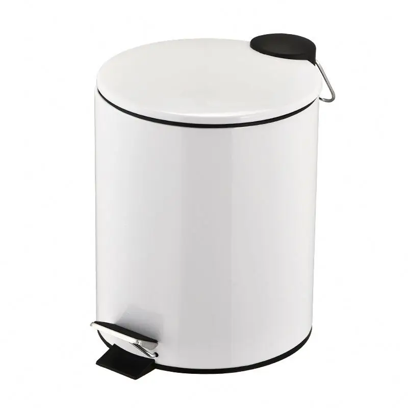 NEW Flat Lid Customized Color Waste Bin Round Shape Stainless Steel 5L Foot Pedal Bin