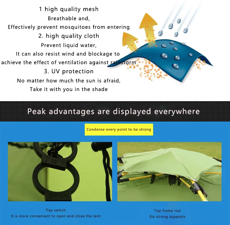 Pu Grade 4 Persons Hexagonal  Tourist Family Automatic Outdoor Waterproof Camping Tent