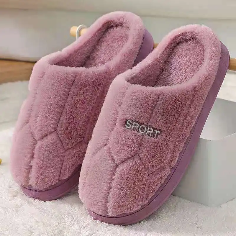 Winter Warm Home Indoor Simple Classic Solid Color Plush Cotton Velvet slippers for Women and Man
