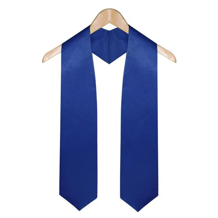 Silk Shinny Satin Plain Stoles Cheap High School Royal Blue Graduation Stole Stoles