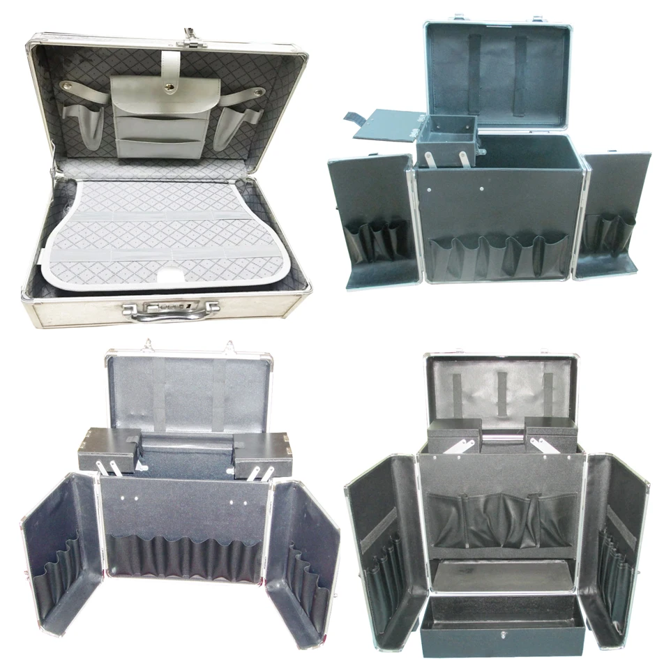 Aluminum Barber Tool Case,barber Equipment Tool Box,hairdressing Tool Case With Plate Inside