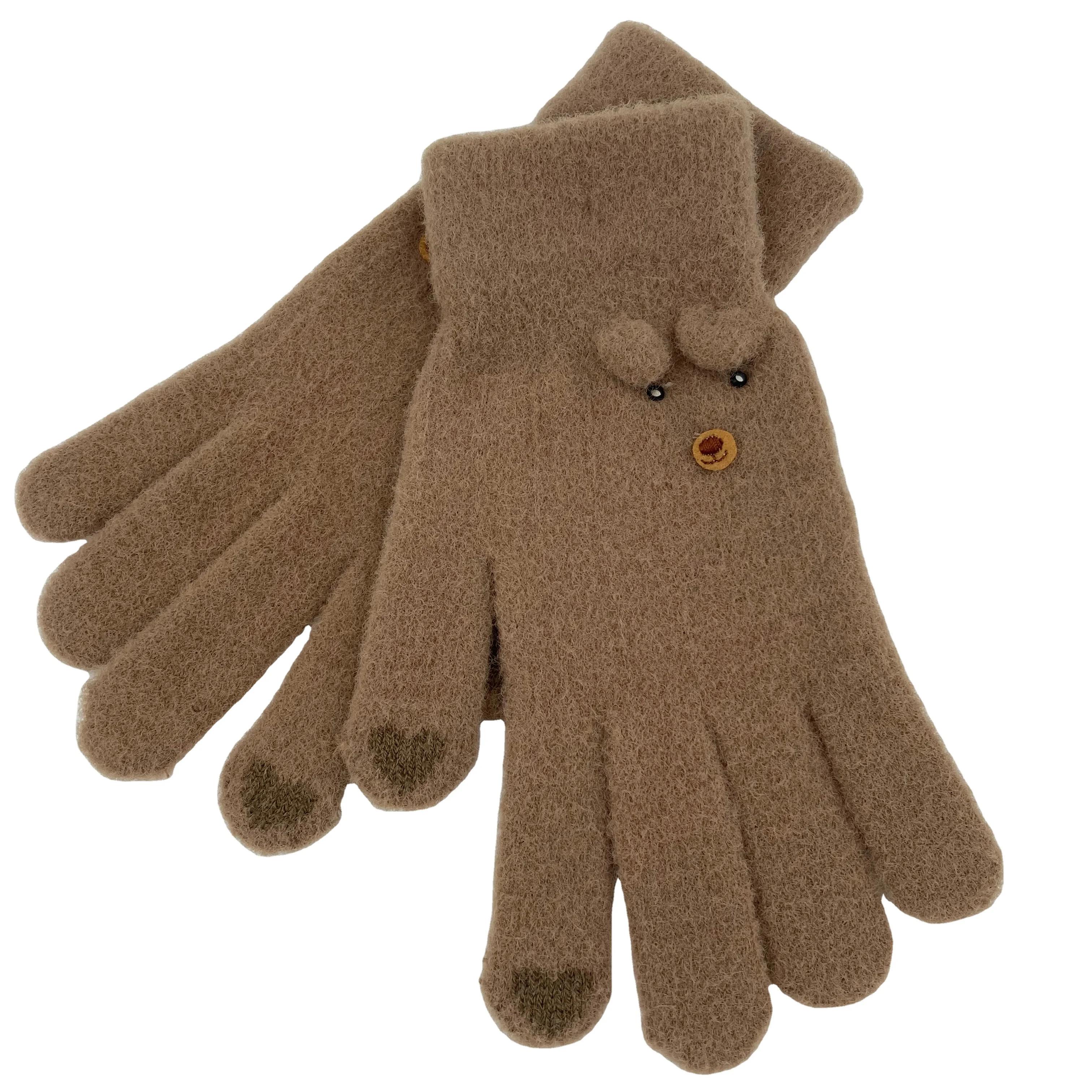 Fashion outdoor cute pattern winter gloves warm hand full finger women gloves