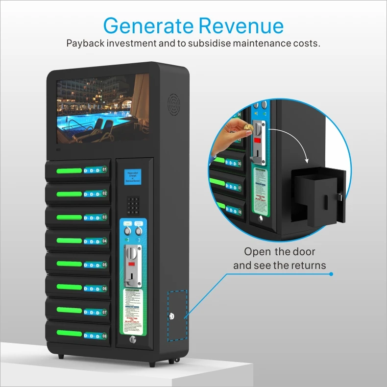 Insert coins Digital Lock Cell phone Charging Machine Mobile Phone Charge Stations Kiosk apply to Shop Office School Public