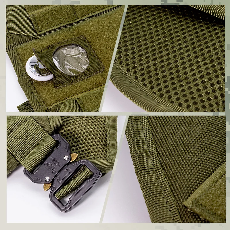 Adjustable Padded Heavy Duty Nylon Hunting Macrame Training Military Tactical Dog Collar Harness Set Vest And Leash