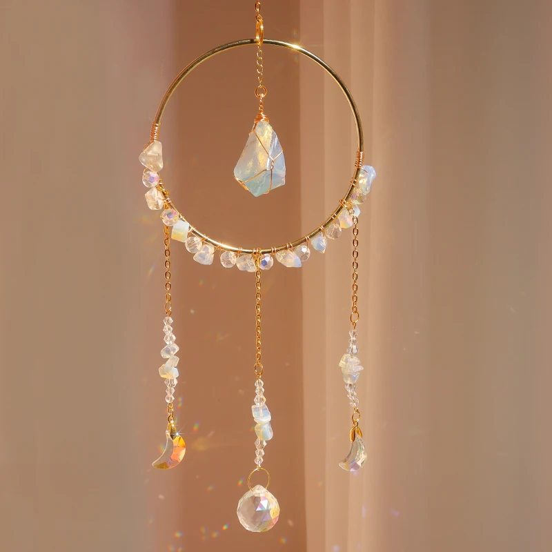 Wholesale circle raw crystal suncatcher rainbow spaces suncatchers  bernstein wave suncatcher