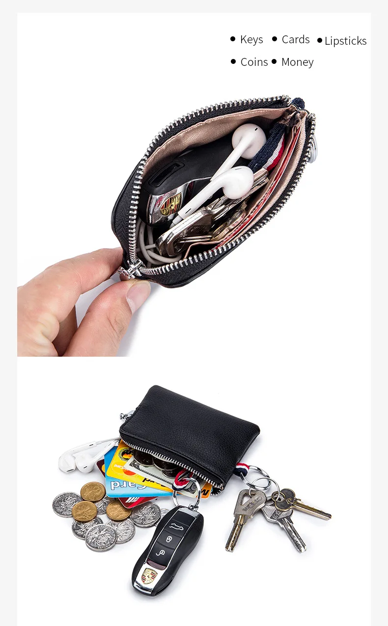 Real Leather Coin Purses Cute Small Portable Change Money Bags Key bag Pocket Wallets Case Mini Pouch Zipper