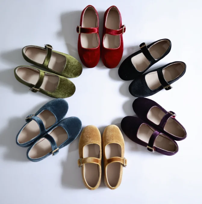 Fashion Wholesale Bulk Princess Children Custom Made Dress Party Velvet  Mary Janes Kids Shoes For Girls