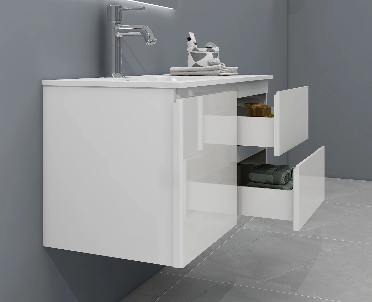
100cm modern design pvc bathroom cabinet combination with smart mirror factory direct sale 