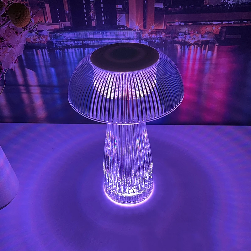 Creative mushroom table lamp Crystal  Color touch decorative atmosphere lamp Jellyfish charging night lamp