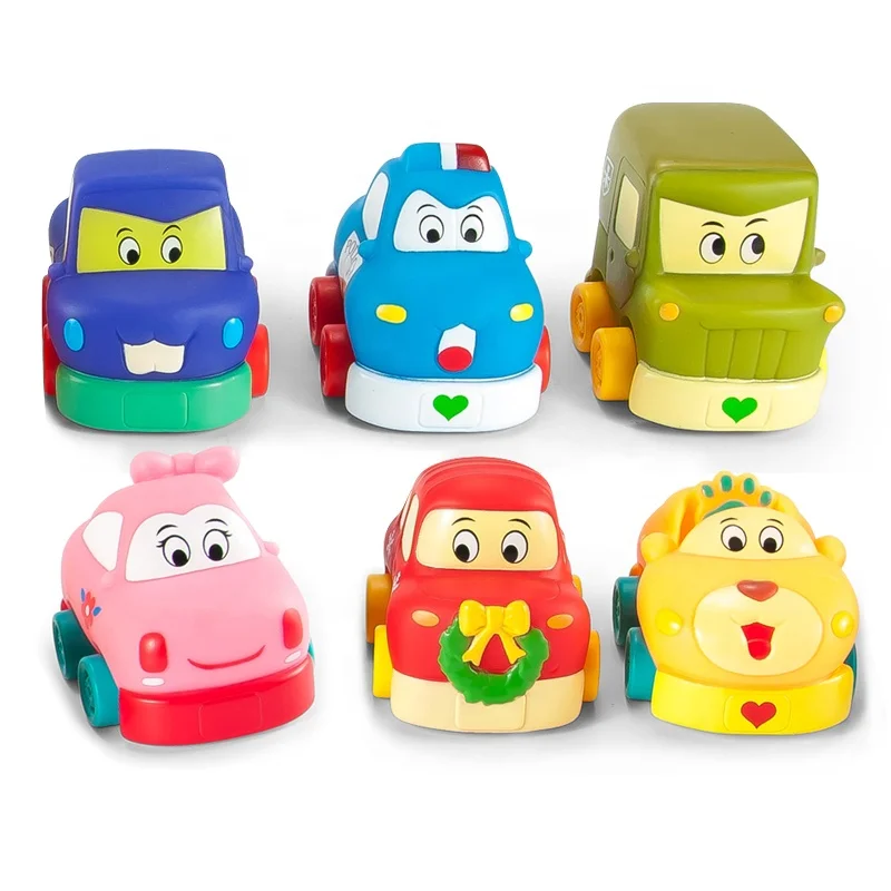 Mini car vinyl toy for baby education toys soft rubber cars cheap kids gift