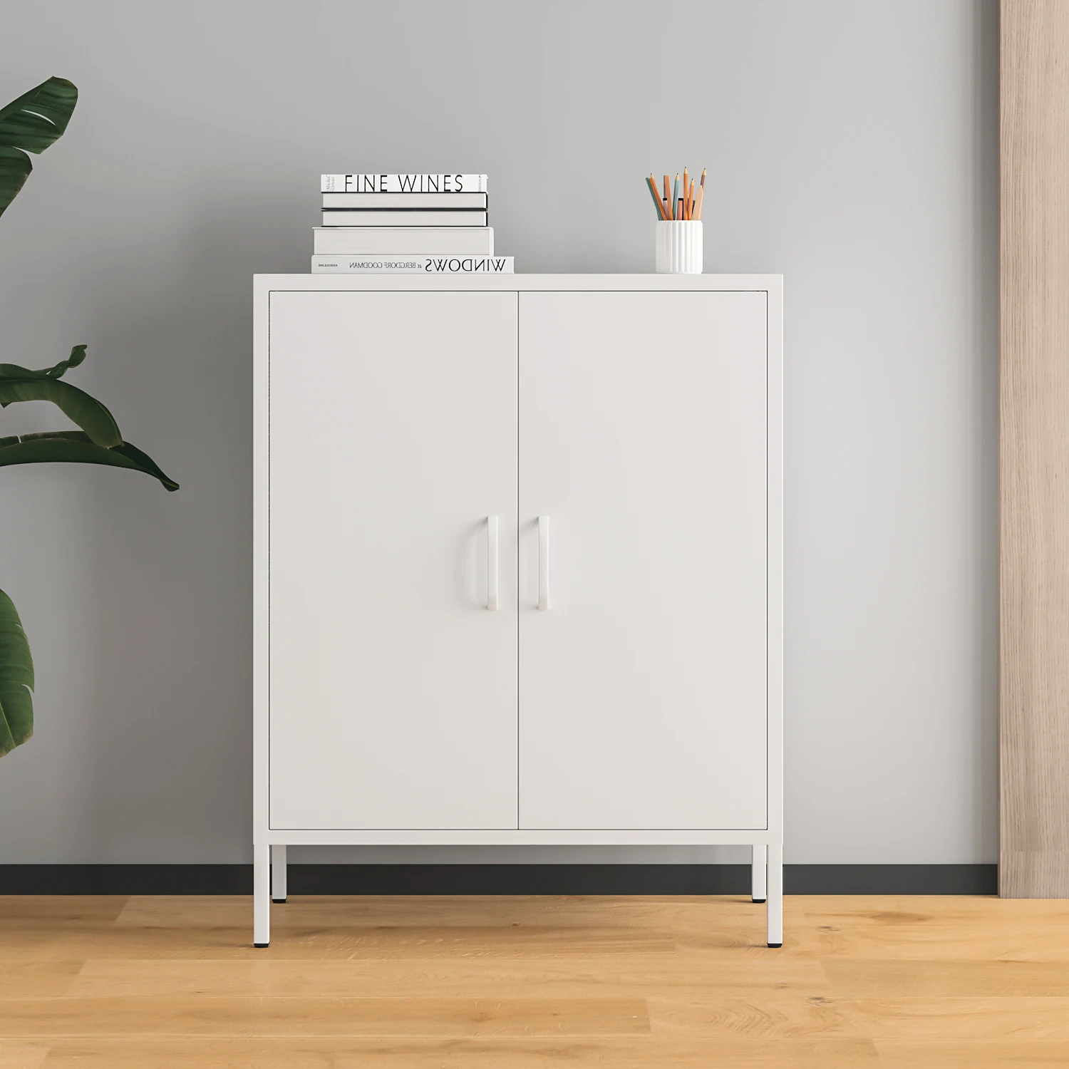 OEM/ODM Home Metal Storage Cabinet Iron Pantry Cabinet with 2 Swing Doors for Kitchen & Bathroom Dining & Living Room Sideboards