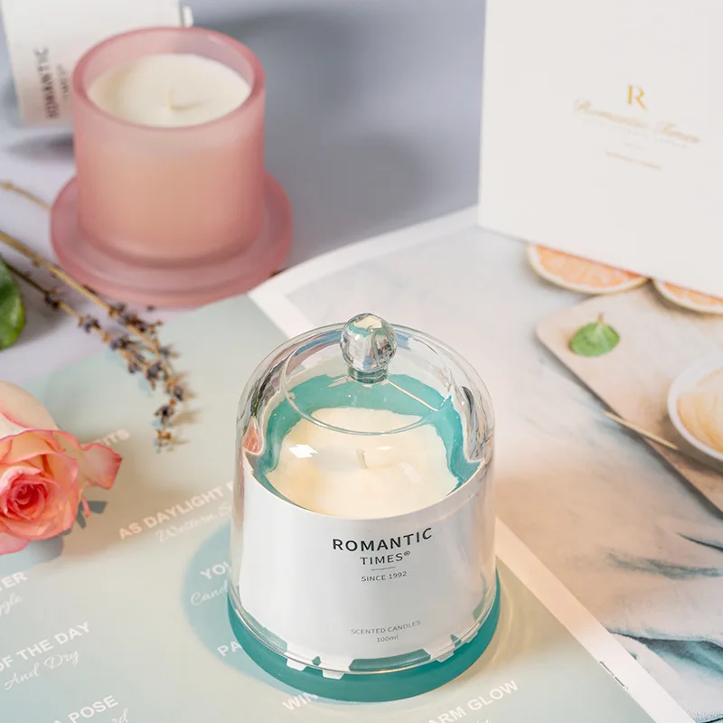 FLORESCENCE Custom Luxury Organic Natural Smokeless Wedding Gifts Soy Wax 4 Colors Transparent Glass Candy Jar Scented Candles