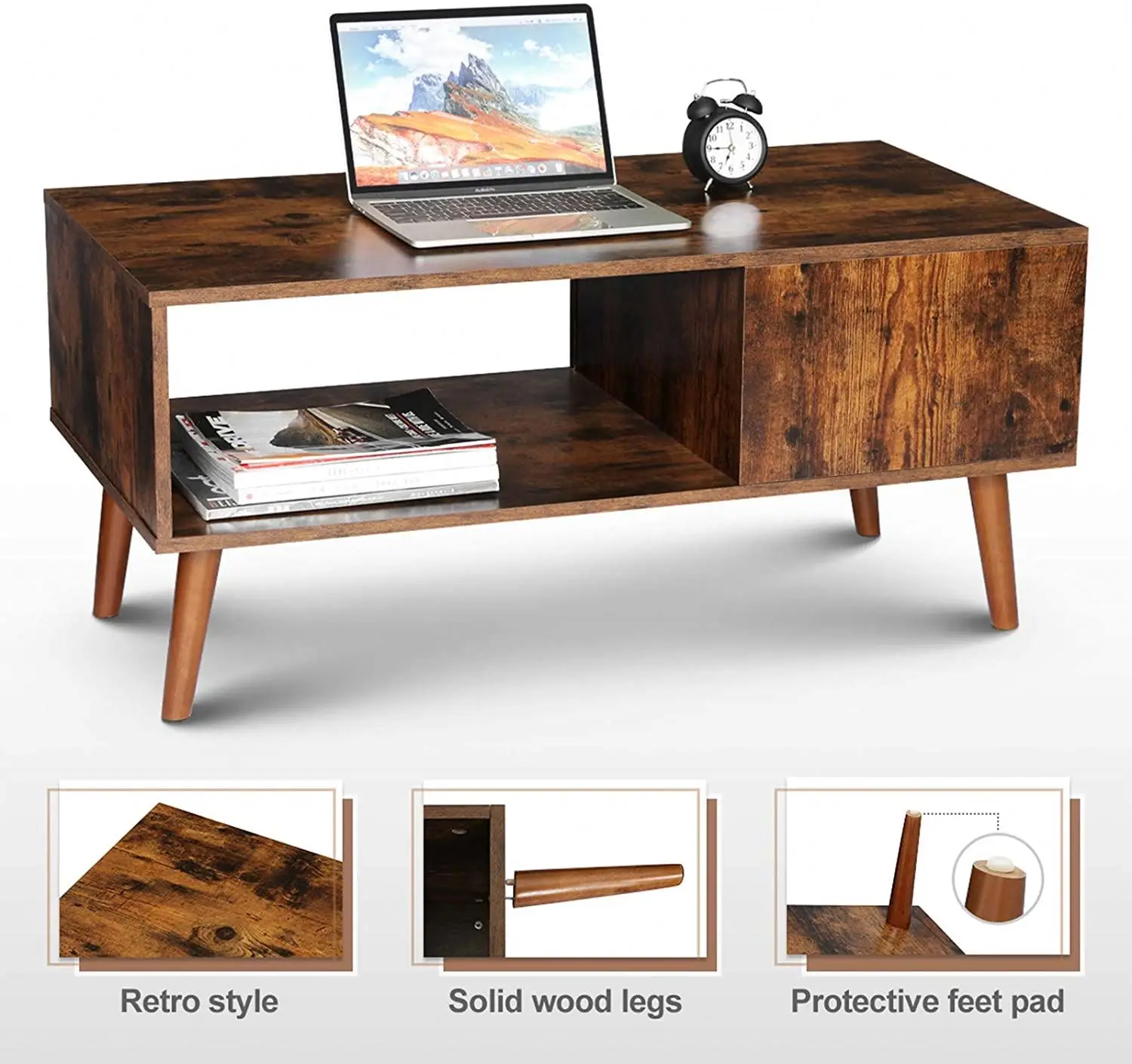 New design wooden coffee table wire coffee table with metal frame living room furniture 2 tier