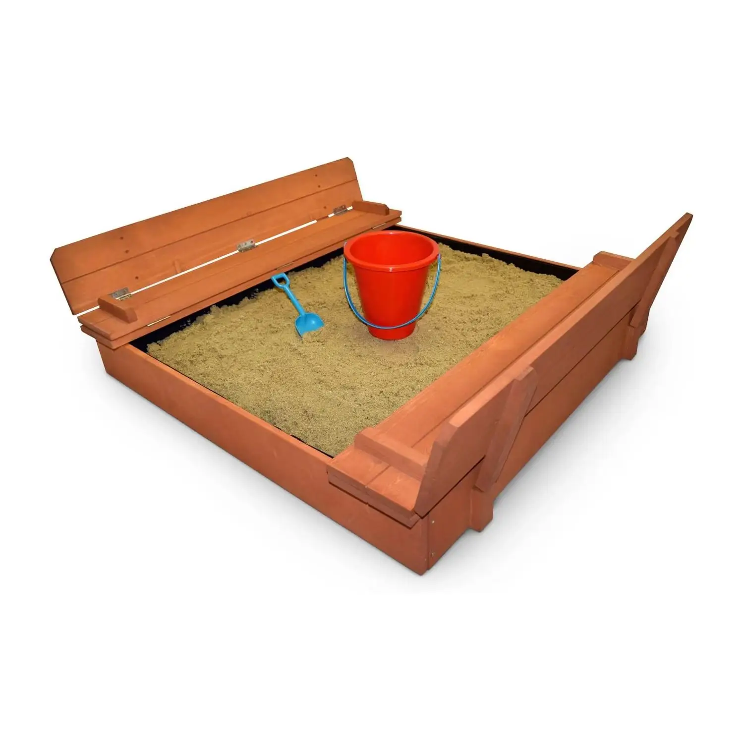 Easy Assembly Sand Play Set Sandpit Kids Wooden Sandbox With Cover And Foldable Bench For Outdoor Indoor Playground Beach Use