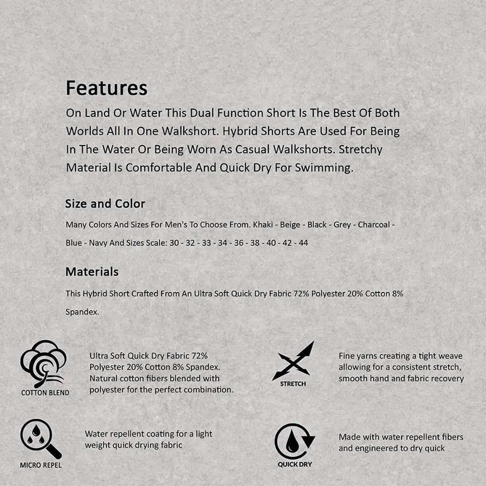 Doger Custom Logo Men Waterproof Shorts Walking Golf Shorts Polyester Waist Waterproof Hybrid Casual Shorts With Pockets