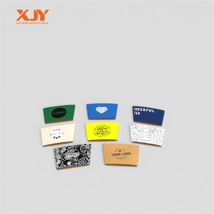 XJY экологически чистые переработанные бумажные картонные нарукавники для стаканчиков 8 унций одноразовые гофрированные кофейных чашек