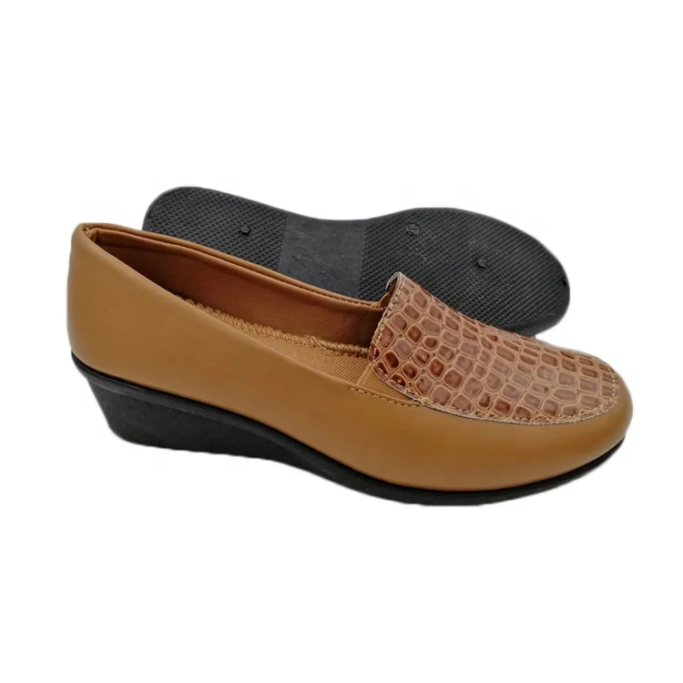 spring women office wedge platform shoes leather pumps