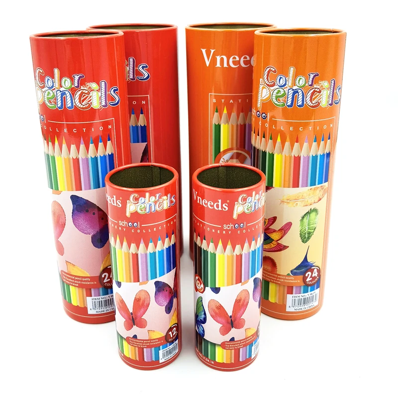 China manufacturer direct supply pen storage container round shape pen storage container pencil metal tin box with good price