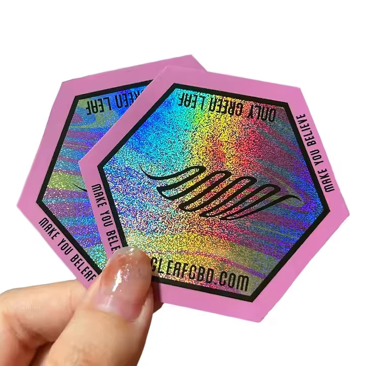 Custom Logo 3D Decorative Holographic Sticker Waterproof UV Printed Adhesive Vinyl and Plastic Glossy Surface Finish