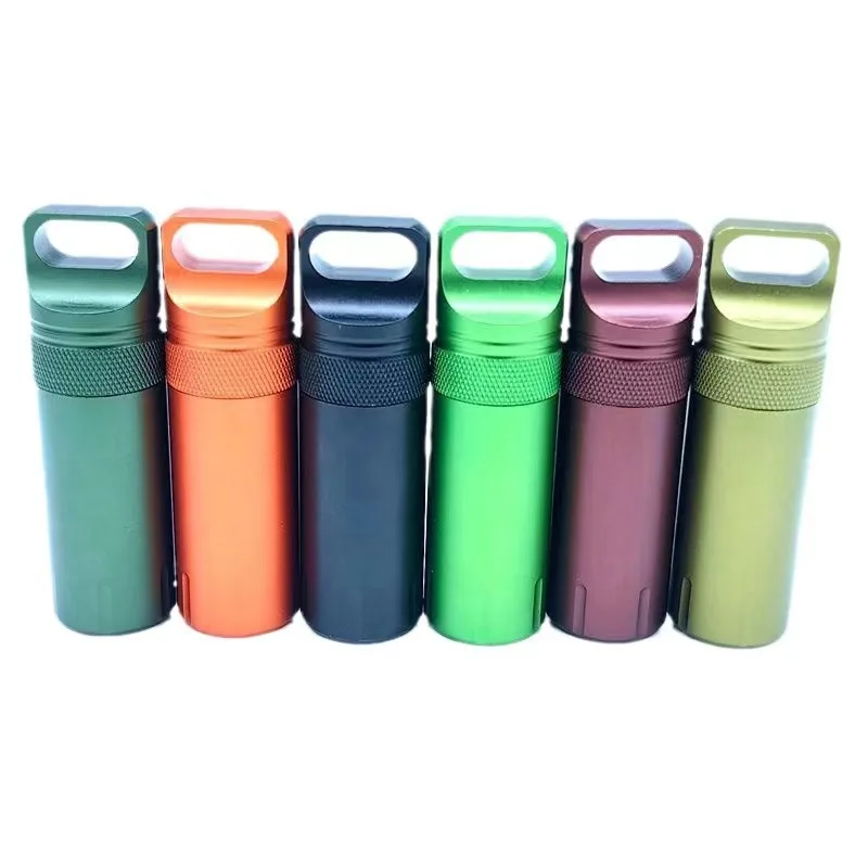 Outdoor Survival EDC Waterproof Pill Case Medicine Box Metal Capsule Seal Bottle Container Aluminum Alloy Bottle for Camping