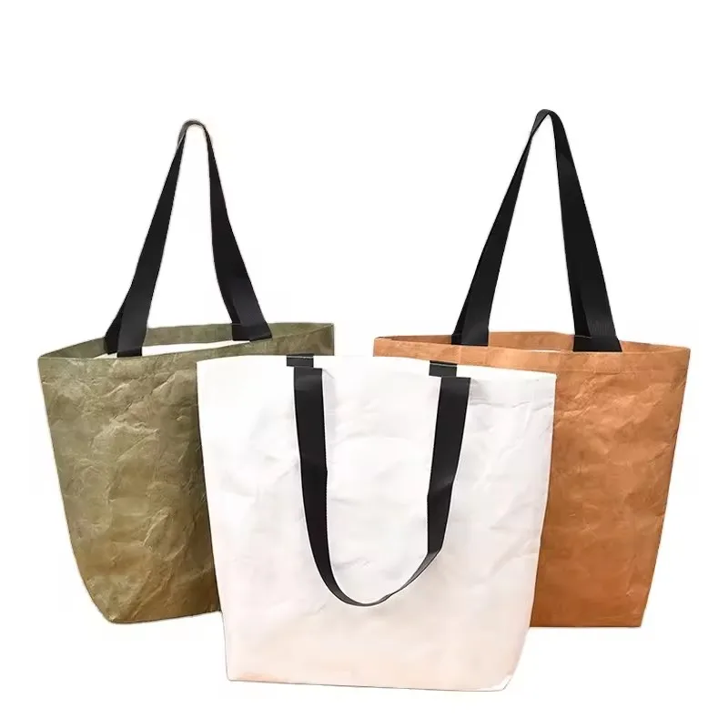 Custom Print Durable Tear Resistant Waterproof Portable Tyvek Paper Tote Bag Dupont Coated Tyvek Tote Bag with Logo