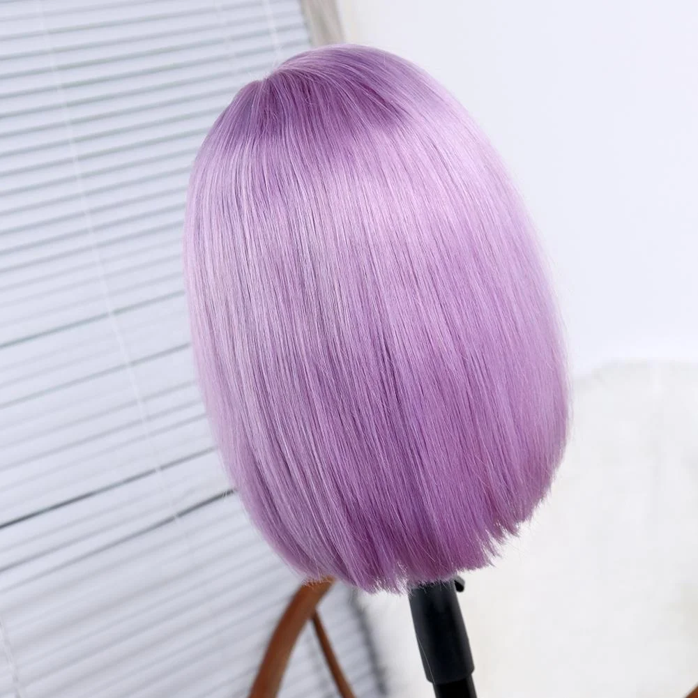 Eli Hair New Arrival Fairy Light Purple Fashion Color Lace Front Bob Wigs Customized pink bule red orang colored human hair wigs