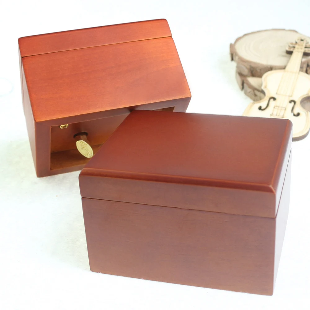 Sinzyo Professional Wholesale Red With Mirror Wooden Music Box Custom Carved Movie Game Pop Melody Music Creative Marketing Gift