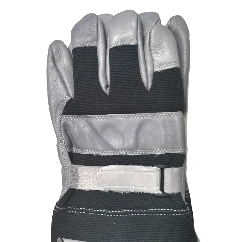 Custom logo design cowhide leather mesh fabric anti-vibration mechanical work Welding safety gloves