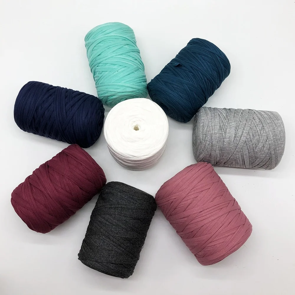 Wholesale t shirt yarn colorful spaghetti yarn 500g fancy crochet yarn