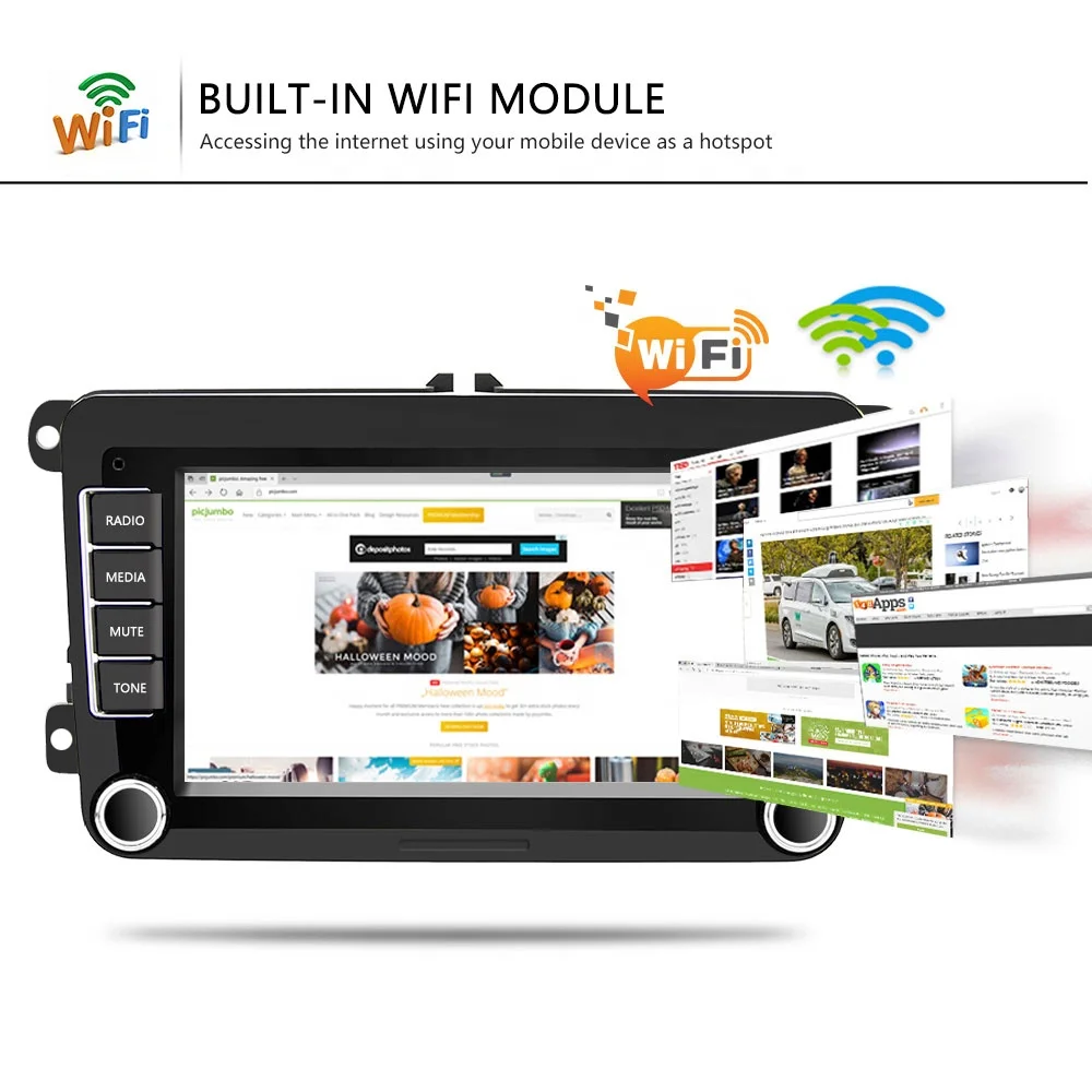(EU/AU/RU Stock) Podofo 7 '2 + 64 ГБ Android автомагнитола GPS-навигация Wi-Fi BT FM RDS для VW/Skoda/Seat/Passat/Golf 5 6