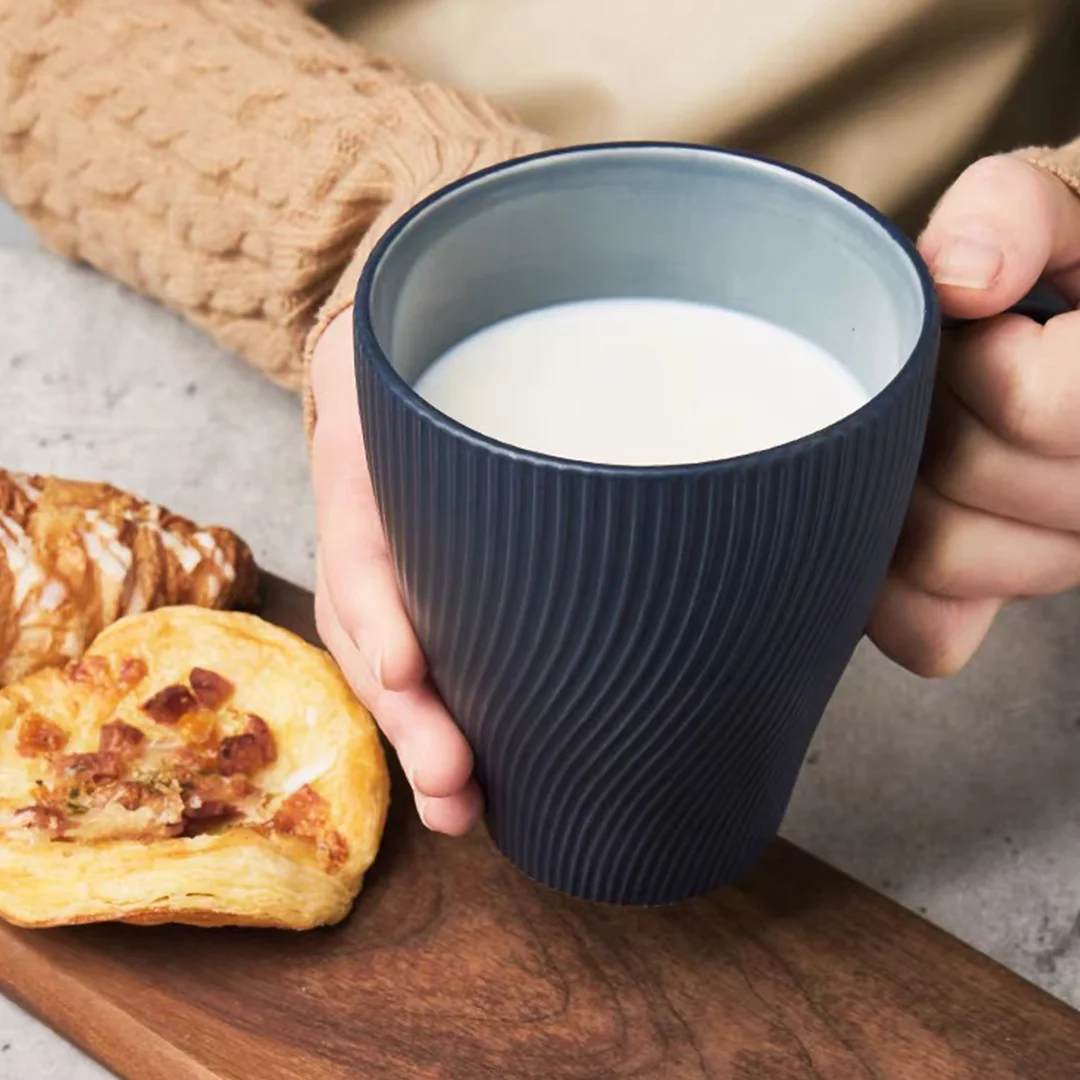 wholesale nordic striped mugs ceramic couple mugs coffee mug 350ml breakfast milk cups for gift