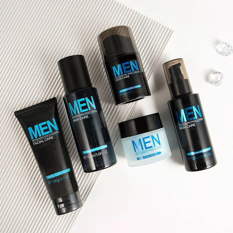 Oem Private Label Manufacturing 5pcs Men Care Moisturizing Anti Aging Cleansing Oil Control Facial Repairing Men Skin Care Kit