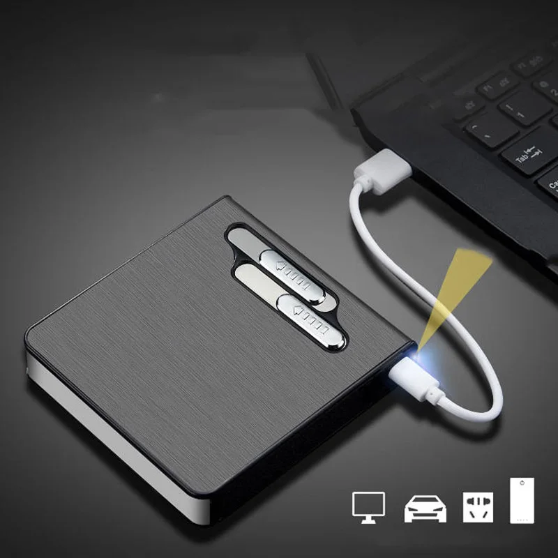 Подгонянная большая емкость с двойной дугой ветрозащитный usb прикуриватель для автоматических сигарет бомбами